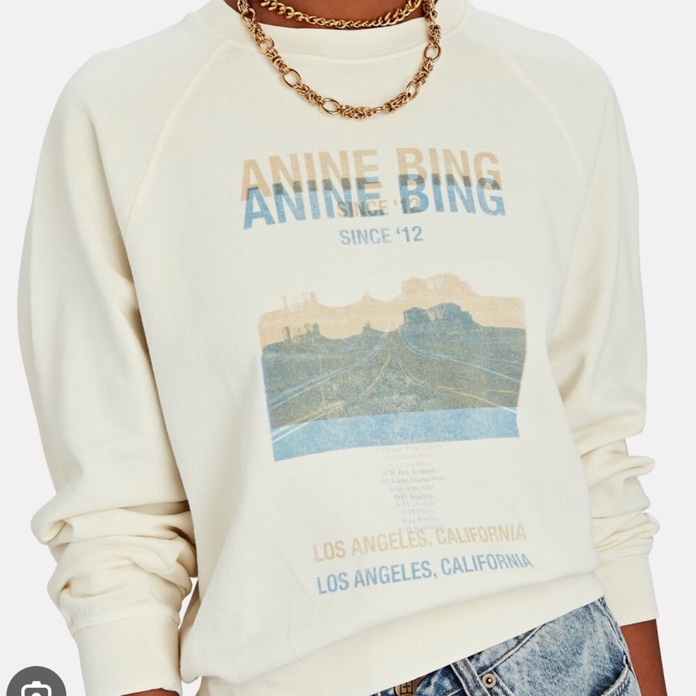 Anine Bing Los Angeles Ivory Terry Cloth Sweatshirt M LIKE NEW